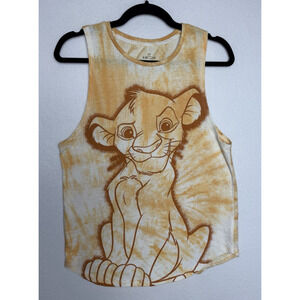 Disney The Lion King Tank Top Small 3/5 Orange Simba Tie Dye Wide Strap